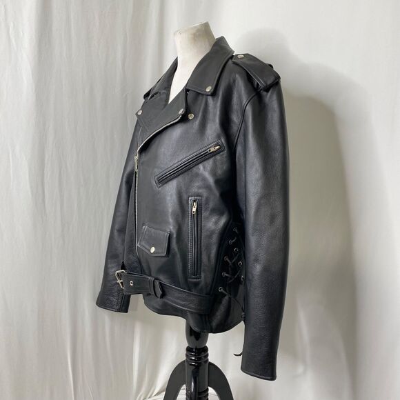 Men’s XL Leather Biker Jacket Milwaukee Leather Classic Brando Premium Black - Picture 3 of 16